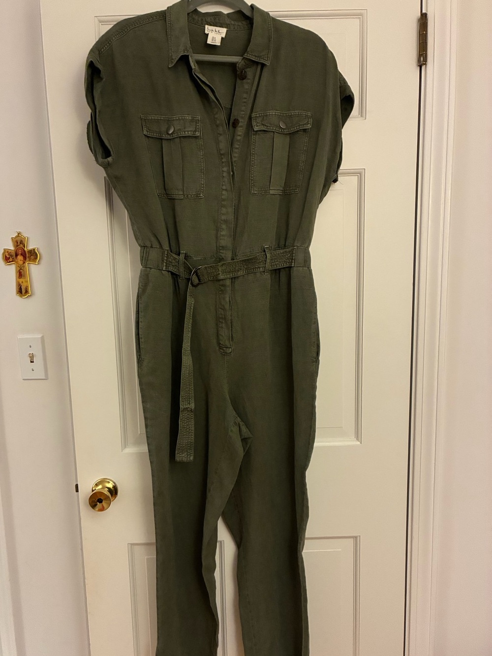 Olive Green Utility Belted Jumpsuit